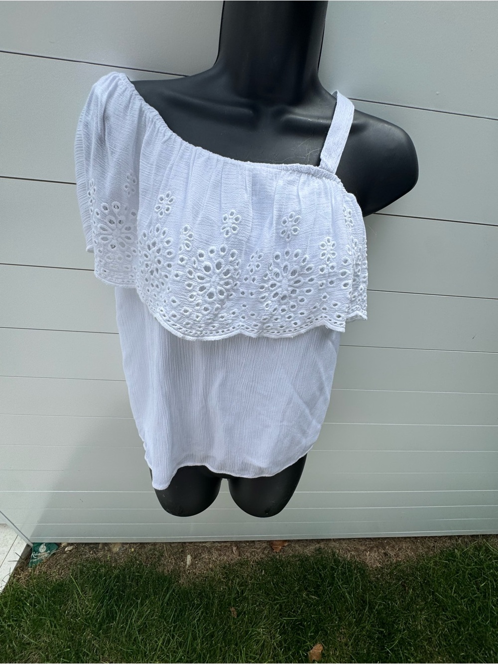 Justice Top White Eyelet Ruffle
